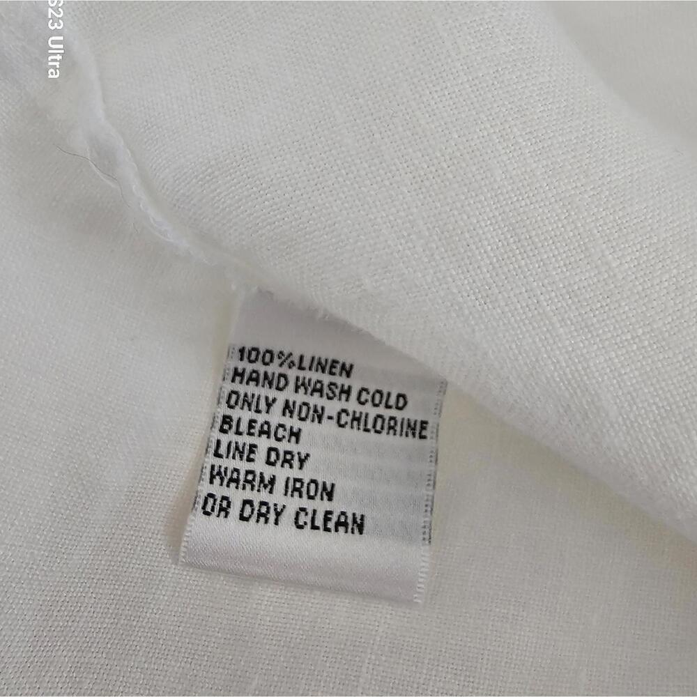 🧨 Talbots Ivory Irish Linen Ruffle Sleeve Button Down Blouse - Picture 9 of 11